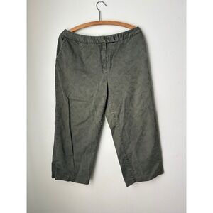 Goblincore Nine & Company Women's Olive‎ Embroidered Capri Pants Grunge Boho